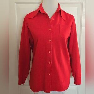 Vintage Gold Crown by Le Roy Classic Red Button-Up Women's Top Pocket